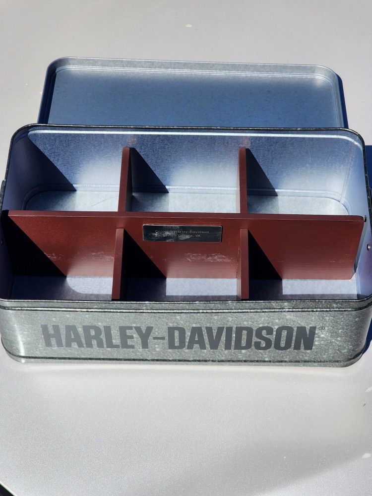 Harley Davidson Tin Box With Dividers