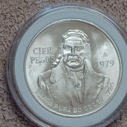 100 PESOS MORELOS PLATA 1979