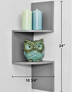 Zigzag Design 2 Tier Corner Floating Shelf for Home Living Room Thumbnail