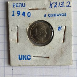 1940 Peru 5 Centavos Uncirculated 