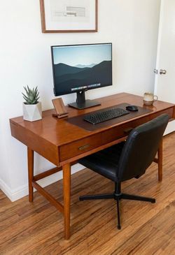 Mid-Century Modern 47" Wood Desk (Acorn Finish)