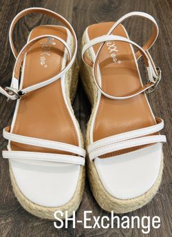 Mixx Shuz Ramonam White Platform Wedge Shoes Size 6