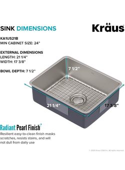 Kraus KA1US21B Stainless Steel Undermount Kitchen Sink