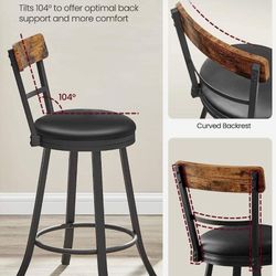 Bar Stools with Backs, Upholstered Cushioned Seat and Footrest