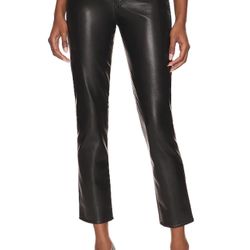 AGOLDE Recycled Leather-Blend Riley Long in Detox Black Size 26 Retail $348 