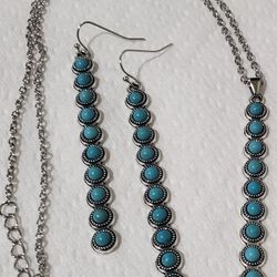 Turquoise Necklace  and  Earrings 