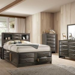 Brand New Grey 4pc Queen Bedroom Set (Available In Eastern King)