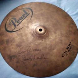 STEVE MILLER BAND DRUMMER " GORDY KNUDTSON " SIGNED PEARL HIGH HAT CYMBAL.