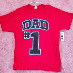 Dad #1 T shirt short sleeve in red New! Great gift &  perfect Fathers day t shirt! Size Large 42/44
100% Cotton pre shrunk, tags still on it!