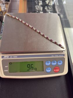 14 Karat Yellow Gold, Tennis Bracelet With Gemstones And Diamonds