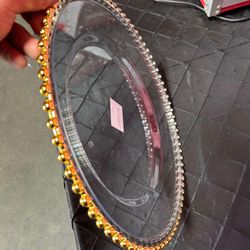 Clear Charger Plates Gold Beaded Edge