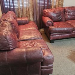 FREE! Full-Grain Leather Sofa and Loveseat