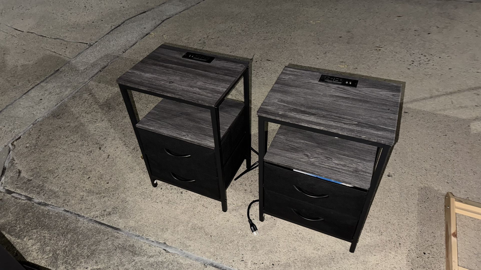 Nightstand with Charging Station , 2 Table 