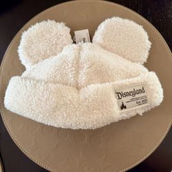 Mickey Mouse Ears, White Beanie