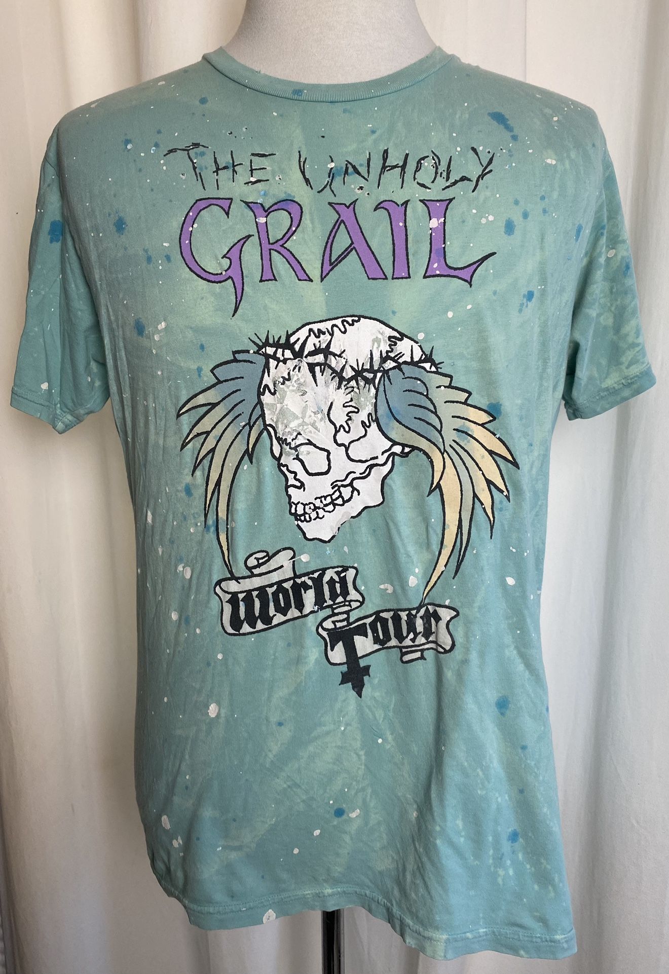 Vintage The Unholy Grail World Tour Cotton Paint Splatter Distressed T-Shirt XL