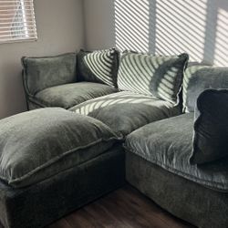 Anabei Modular Washable 3-Seater + Ottoman in Willow