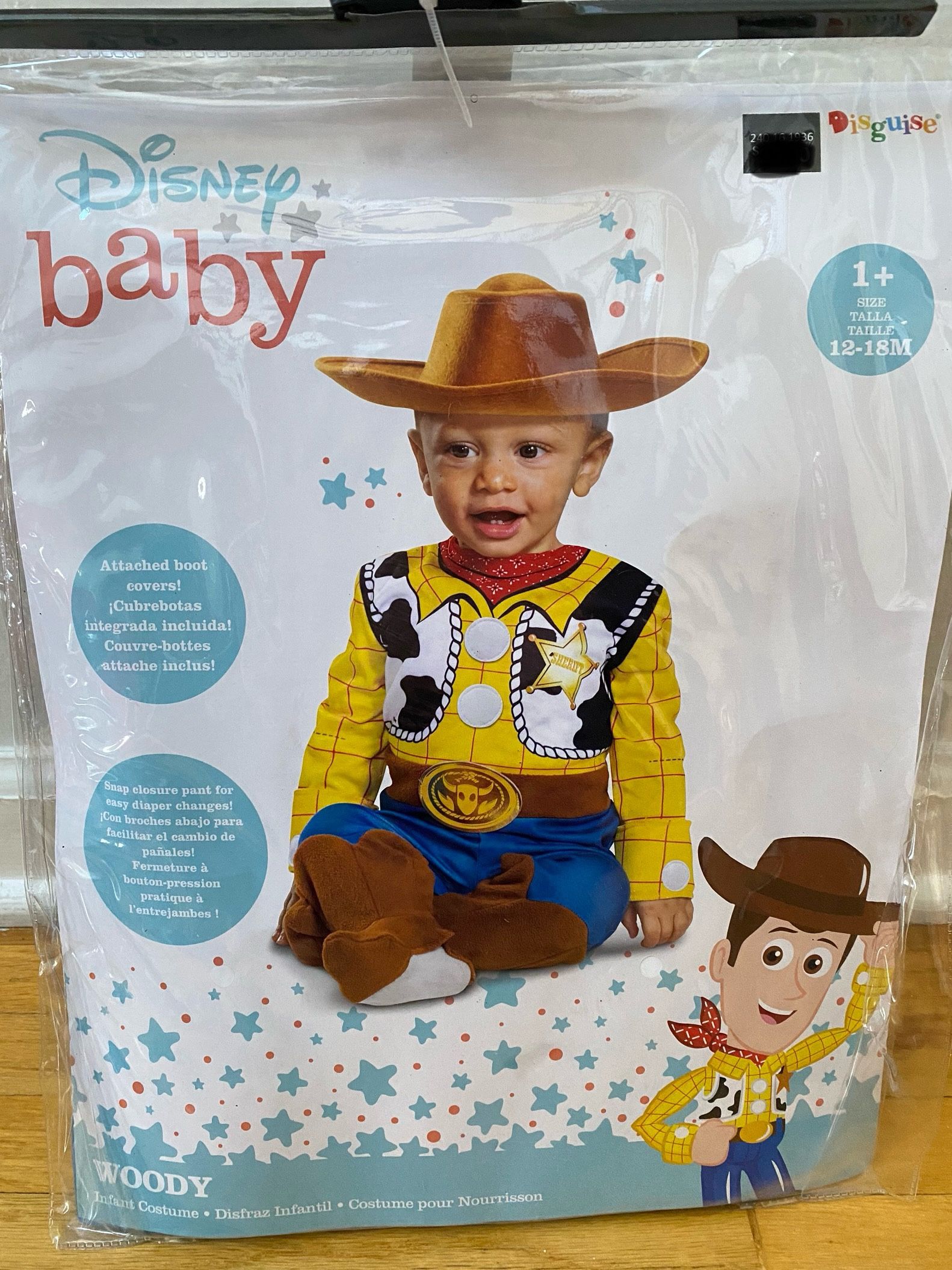 Disney Baby Woody Costume Toy Story 4, size 6-12 or 12-18 months, Brand NEW!