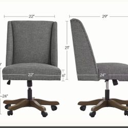 🥨Office Chair with Wooden Legs, Modern Adjustable Home Office Desk Chair Sewing Chair Swivel Chair for Home Office Study Studio (Grey)