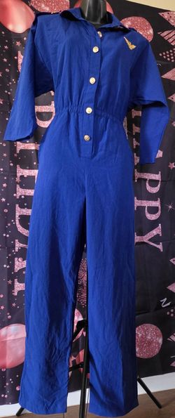 Blue Jumpsuit with Gold Buttons