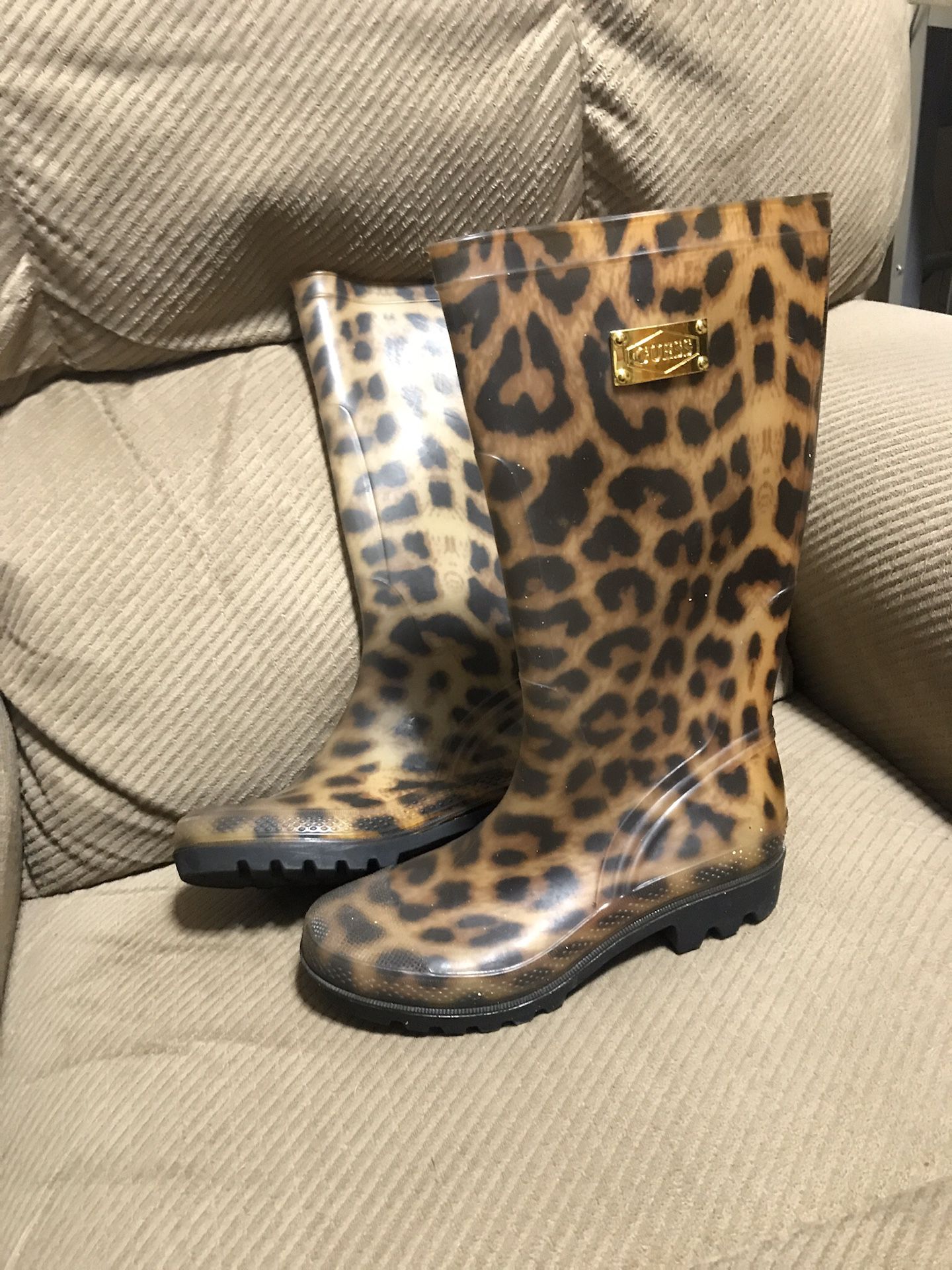 Guess Leopard Print Rain Boots