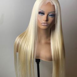 Human Hair Blonde 613 Lace Wig