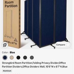 Partition STRONGBIRD 10’ 6” Wide X 6’7” Tall NEW IN THE BOX 