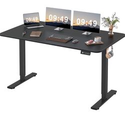 Furmax Electric Height Adjustable Standing Desk Large 55 x 24 Inches Sit Stand Up Desk Home Office Computer Desk Memory Preset with T-Shaped Metal Bra