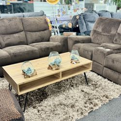 ⭐️ Beautiful Chocolate Reclining Sofa&Loveseat Furniture With Free 55in 4K Tv Only $999⭐️