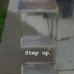 Incredibly Unusual Vintage Stainless Steel Industrial Step Stool: 