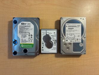 6 TB (3x 2TB) of SATA Hard Drives (3.5 and 2.5 inch) from Seagate, Western Digital, and Hitachi