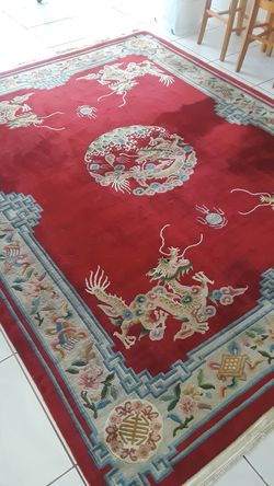 Rug 1960s Mint Art Deco Chinese Dragon Desing 8×11 Room Size Soft Wool