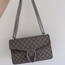 Gucci GG Supreme Monogram Small Dionysus Shoulder Bag Taupe