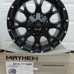 4 New Matte Black 17X7.5 Mayhem Warrior Rims *5X108* *5X114.3* *40MM*