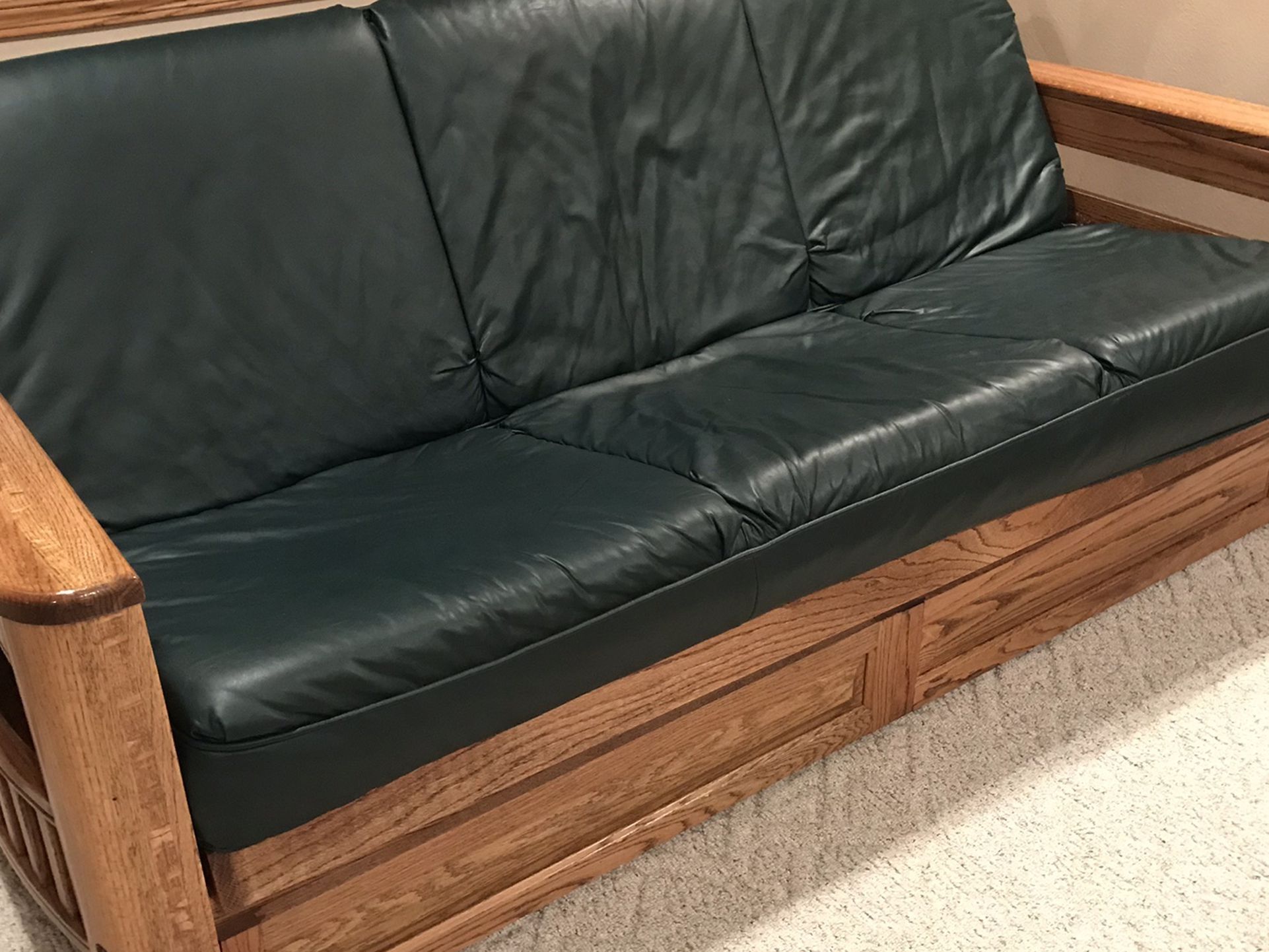 Futon With Leather Cushion