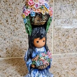 Vintage Goebel DeGrazia "My Gift Of Flowers" Artists Of The World 1999 Signed EC