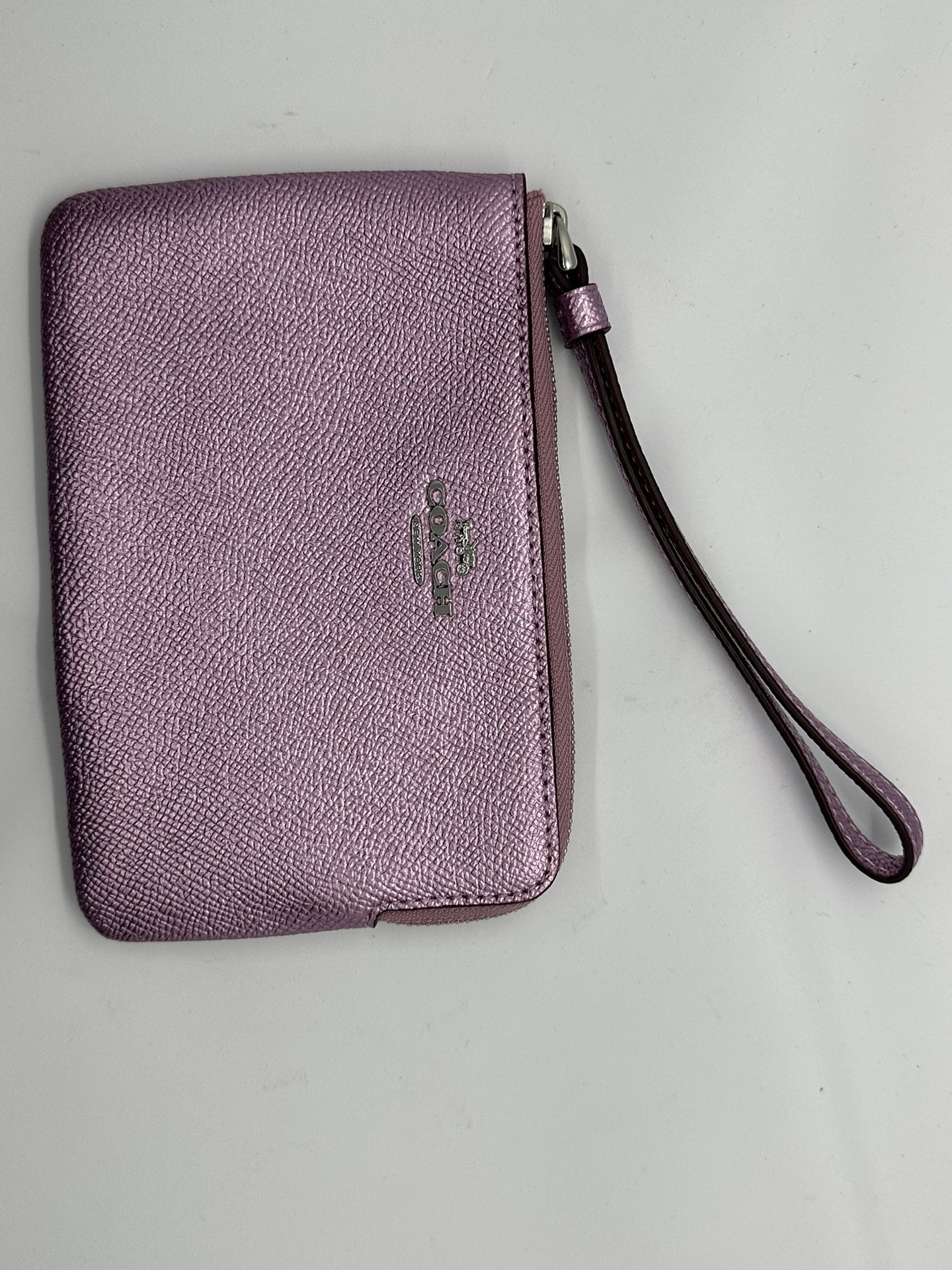 Metallic Pink Coach Wristlet