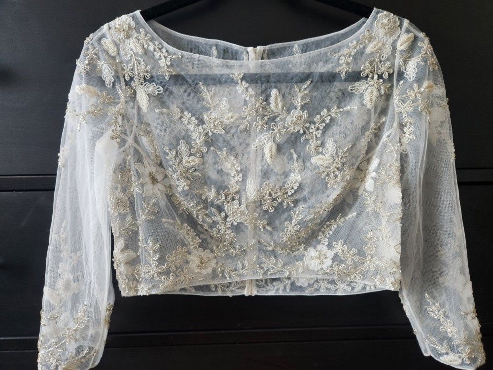 Ivory off white, organza top or topper, size small
