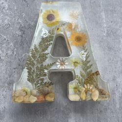 Decorative Letter A with Dried Flowers