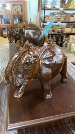 Wooden elephant statue