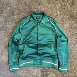 Forever 21 Vintage Satin Green Bomber Jacket Size Large