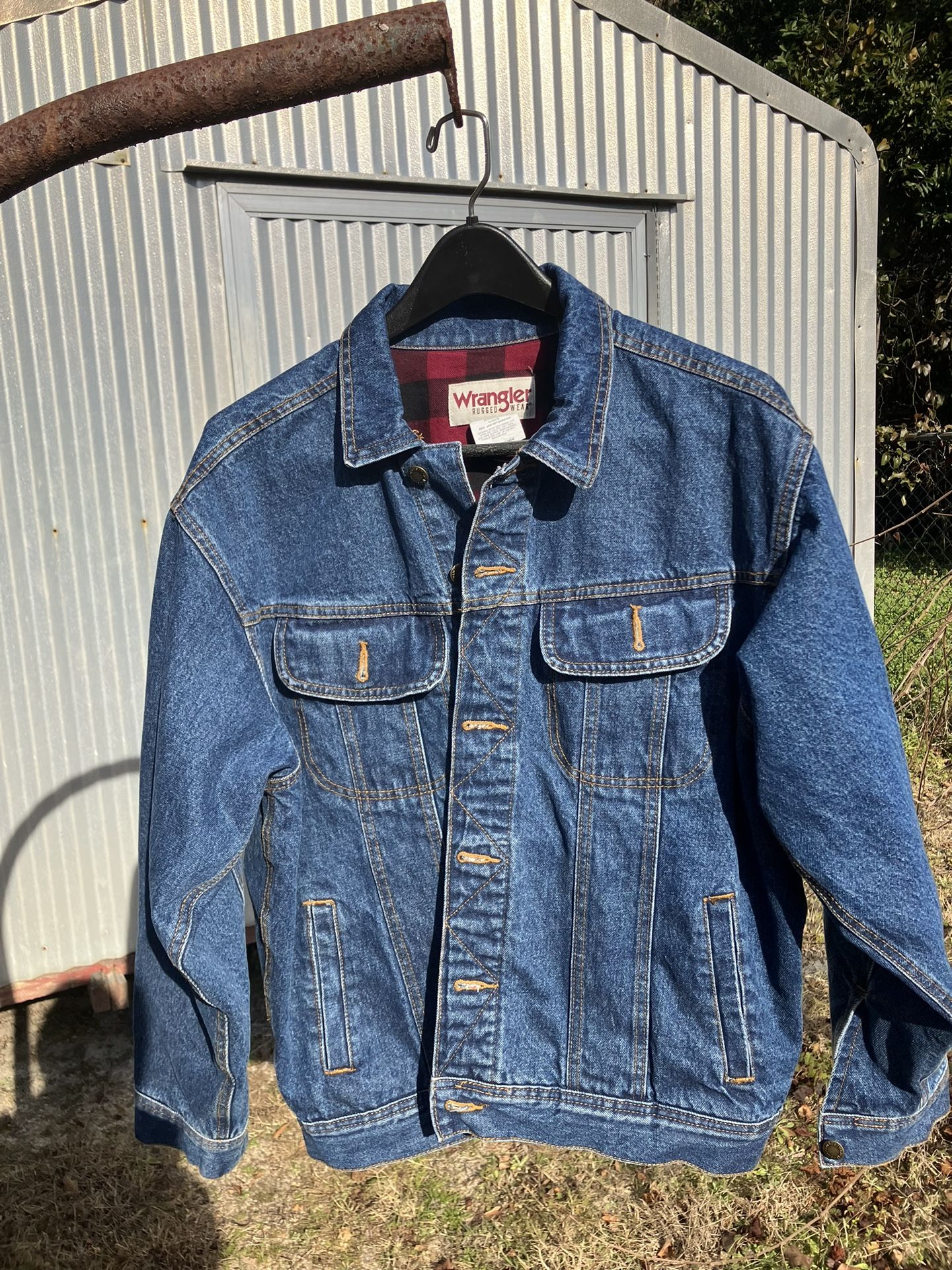 Wrangler Flannel Jean Jacket Size Large