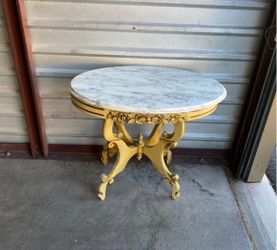 Italian Marble Top Ornate Gold Side Table