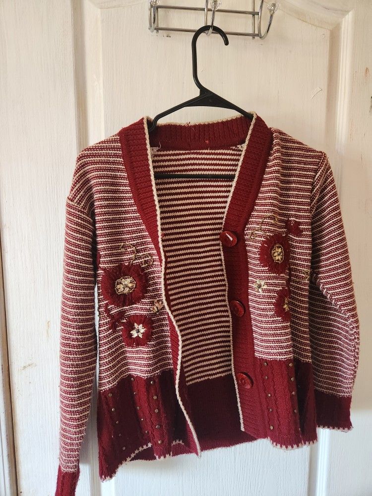 Red Stripped Cardigan