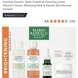 Mario Badescu The Brightening Kit, 5 Piece Kit With Glycolic Foaming Cleanser, Alpha Grapefruit Clea