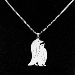 Penguins Couple Stainless Steel Necklace 