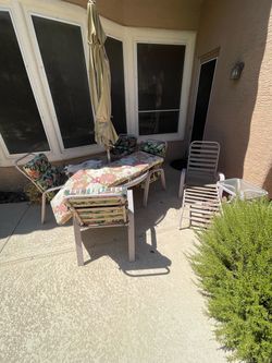 Patio table and chairs with Chaise lounge and table