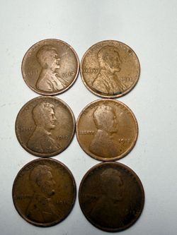 6 Coin Early Lincoln Wheat Cent Lot – 1910, 1911, 1912, 1913, 1914 & 1915 Pennies