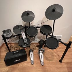 Full Electric Alesis Drum Set With Amplifier & Accessories 