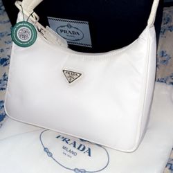 All White Prada Purse 