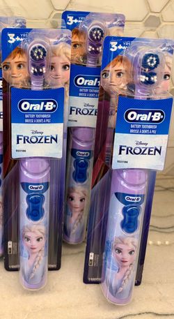 Oral-B battery toothbrush for kids; soft bristles and is suitable for ages 3+ years in darling Disney Frozen design. New/unopened
